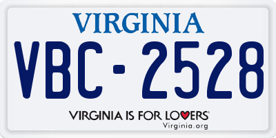 VA license plate VBC2528