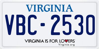 VA license plate VBC2530