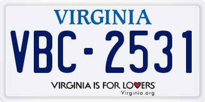 VA license plate VBC2531