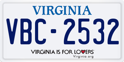 VA license plate VBC2532