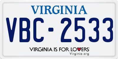 VA license plate VBC2533