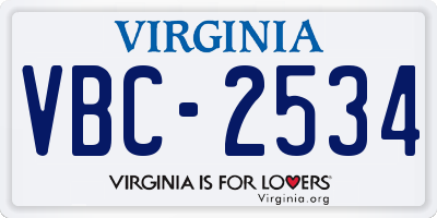 VA license plate VBC2534