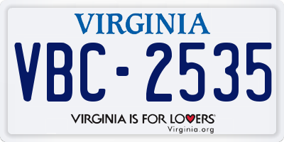 VA license plate VBC2535