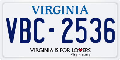 VA license plate VBC2536