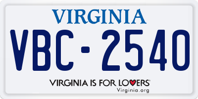 VA license plate VBC2540