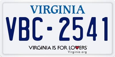 VA license plate VBC2541