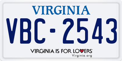 VA license plate VBC2543