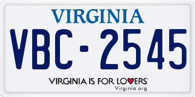 VA license plate VBC2545