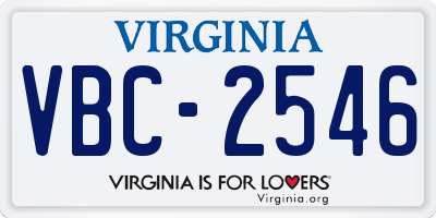 VA license plate VBC2546