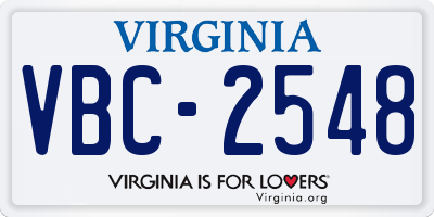 VA license plate VBC2548