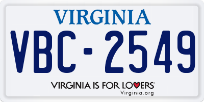 VA license plate VBC2549
