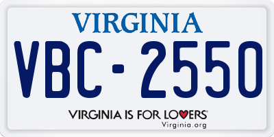 VA license plate VBC2550