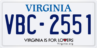 VA license plate VBC2551