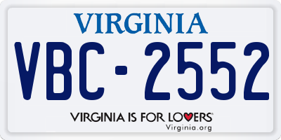 VA license plate VBC2552