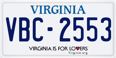 VA license plate VBC2553