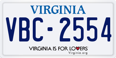 VA license plate VBC2554