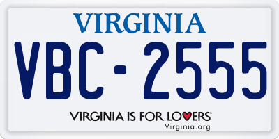 VA license plate VBC2555