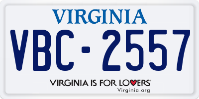 VA license plate VBC2557