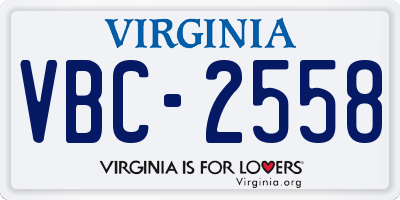 VA license plate VBC2558