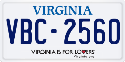 VA license plate VBC2560