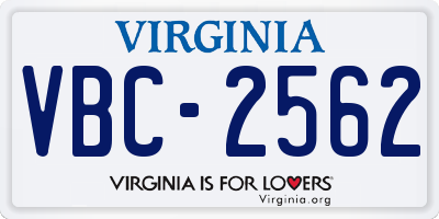 VA license plate VBC2562