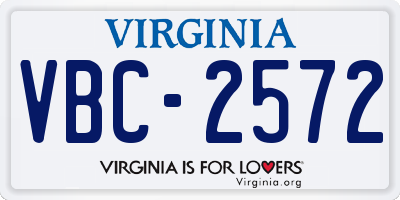 VA license plate VBC2572