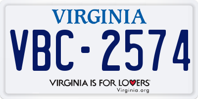 VA license plate VBC2574