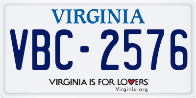 VA license plate VBC2576