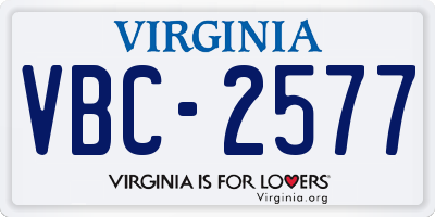 VA license plate VBC2577