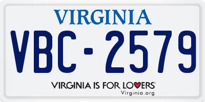 VA license plate VBC2579
