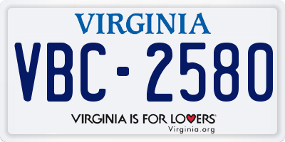 VA license plate VBC2580