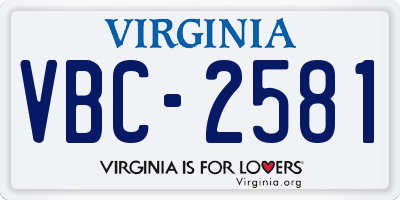 VA license plate VBC2581