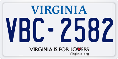 VA license plate VBC2582