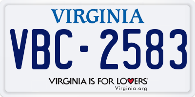 VA license plate VBC2583