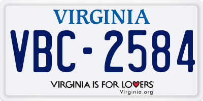 VA license plate VBC2584