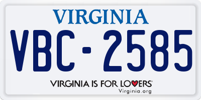 VA license plate VBC2585