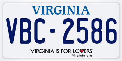 VA license plate VBC2586