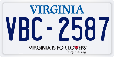 VA license plate VBC2587