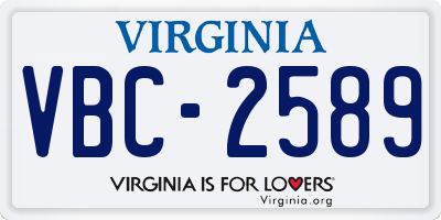 VA license plate VBC2589