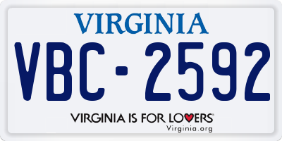 VA license plate VBC2592