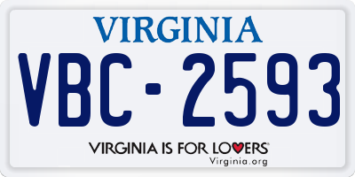 VA license plate VBC2593