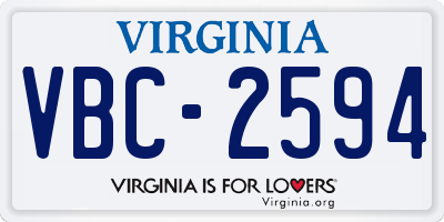VA license plate VBC2594