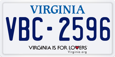 VA license plate VBC2596