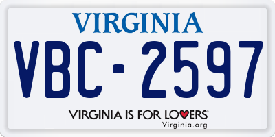 VA license plate VBC2597