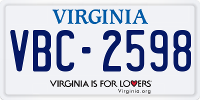 VA license plate VBC2598