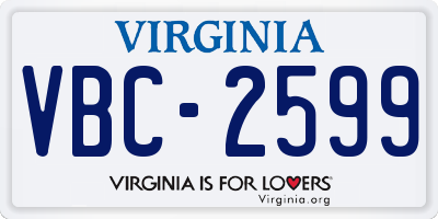 VA license plate VBC2599