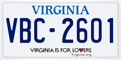 VA license plate VBC2601