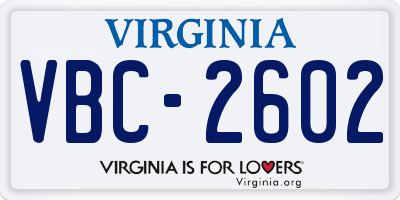 VA license plate VBC2602