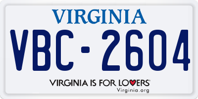 VA license plate VBC2604