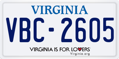 VA license plate VBC2605